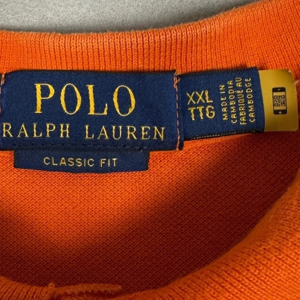 Polo Ralph Lauren Polo Shirt Mens 2XL Orange Classic Fit Rugby Pony Short Sleeve